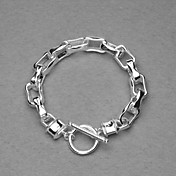 Beautiful Silver Plated Long Square Rings Unisex Bracelet