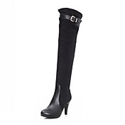 Leather Spool Heel Platform Over The Knee Boots Party / Evening Shoes With Buckle (More Colors)