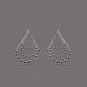 nydelig sølvfat tre lag perle hoop earring