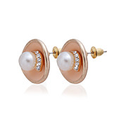Charming 18K Gold Plated Round Pearl Earrings