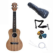 hanknn - zebrano concert ukelele met gigbag / string / picks / riem