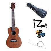 hanknn - ukulele caoba conjunto con funda / cadena / correa pasadas /