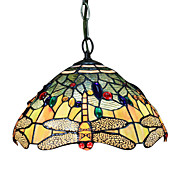60W Tiffany Pendel Lys i gul Dragonfly Mønster