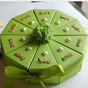 Green Card Paper Wedding Favor Boxes With Hearts (Set of 10)