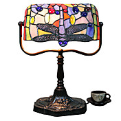 Tiffany Glass Table Lights with Purple Dragonfly Pattern