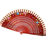 Red Wooden Hand Fan - Set Of 4