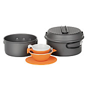9PCS 2-3 personen Camping kookset (1.6L Pot, 1.2L Pot, 7.5In Pan, 200ML Bowl, 175ml Cup)