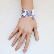 Handmade Gray and White Rose Pattern Lace Classic Lolita Bracelet