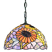 60W Contemporary 1 - Light Tiffany Pendel i glasskærm Sunflower Mønster