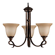 Antieke 3 - Light glazen kroonluchters met metalen paal