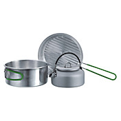 3PCS 1-2 personas Cabañas Cookset (1.6L Pot, 0.8L Tetera, 6En Pan)
