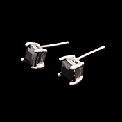 Charmant Sterling Silver Square Black Cubic Zirconia Stud Oorbellen