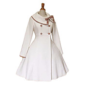 Long Sleeve White Velvet Pink Trim School Lolita Coat