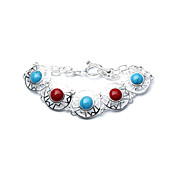 Elegant Fashion Jewelry Six Multi Color Imitation Gem Stone Silver Plate Bracelet