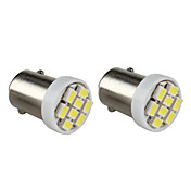 BA9S 8x1206 SMD White Light LED Bulb for Car Dashboard/Trunk Lamps (2-Pack, DC 12V)