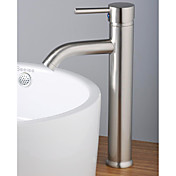 Contemporary Single Handle  Bathroom Sink Faucet Nickel Brushed