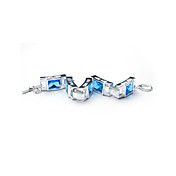 Unique Fashion Jewelry Five Rectangle Crystal Silver Plate Bracelet