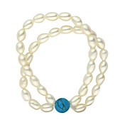 Gorgeous White Pearl With Turquoise Women's Bracelet
