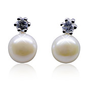 Charming Sterling Silber Fresh Perle Ohrstecker mit Crystal (mehr Farben)