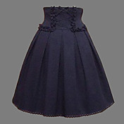 Knee-length Ink Blue Cotton Classic Lolita Skirt
