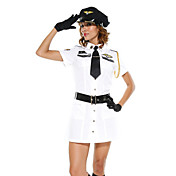 Fancy Hvit Airline Politiet Dress Halloween Costume (5 stk)