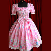 Short Sleeve Knee-length Pink Cotton Bandage  Doll's Lolita Dress