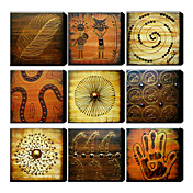 Met de hand geschilderd olieverfschilderij Abstract Oversized Square Set van 9