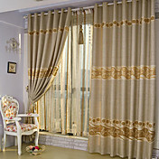 (Two Panels) Jacquard Floral Polyester Energy Saving Curtains