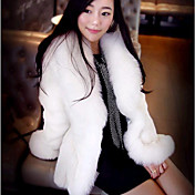 Long Sleeve Turndown Collar Casual/Evening Faux Fur Coat