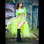 Charming Tassel Fluorescence Green Sexy Uniform(2 Pieces)