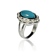Elegant Alloy Oval Imitation Gem Stone Ring