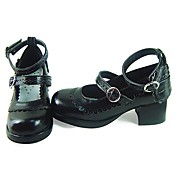 Handmade Black PU Leather 4.5cm High Heel Casual Lolita Shoes