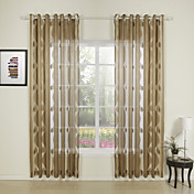 (Two Panels) Solid Grey / Yellow Casual Sheer Curtains