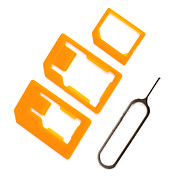 Adaptador Nano y Micro Sim con Aguja de Extracción para iPhone 4, 4S y 5