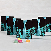 turquoise et marron s'épanouir boîte de faveur (jeu de 12)