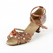 Women's Rhinestone / Satin Upper Ankle Strap Latin / Salsa Dance Performance Shoes