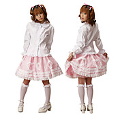 Long Sleeve Knee-length White and Pink Cotton Sweet Lolita Outfit