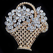 Flower Baskets Crystal And Alloy Brooch