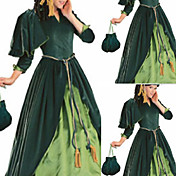 Long Sleeve Floor-length Dark Green Cotton and Velvet Aristocrat Lolita Dress