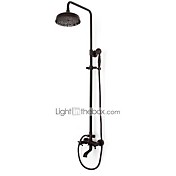 Oil-rubbed Bronze Wall Mount Waterfall Rain + Handheld Shower Faucet