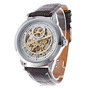 Hombres PU analógico reloj de pulsera mecánico (Brown)
