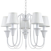 60W E14 5-lightIron Chandelier with White Fabric Shades