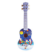 (Navidad) Chapas de madera de tilo Ukulele Soprano azul con / bolso / Cadena de Selecciones