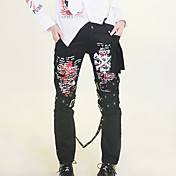 Leopard Pattern Black Cotton Punk Lolita Pants