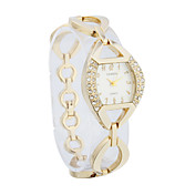 Aleación de cristal de cuarzo Movimiento Mujeres Irregular Shape con vestido reloj Rhinestone (Más colores)
