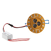 3W 280-310LM 6000-6500K Natural White Light Gold Cover LED plafond lamp (85-265V)