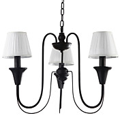 60W E14 3-light Iron Chandelier with White Fabric Shades