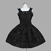 Sleeveless Knee-length Black Cotton Classic Lolita Dress