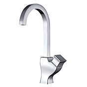 Contemporânea único punho centerset torneira da cozinha Chrome-Finish