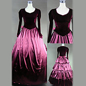 Langærmet gulvlang Wine Red Satin Gothic Lolita Dress